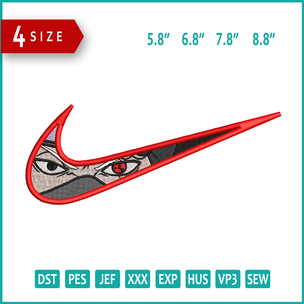 Kakashi Hatake Swoosh v2 Embroidery Design Files - 4 Sizes