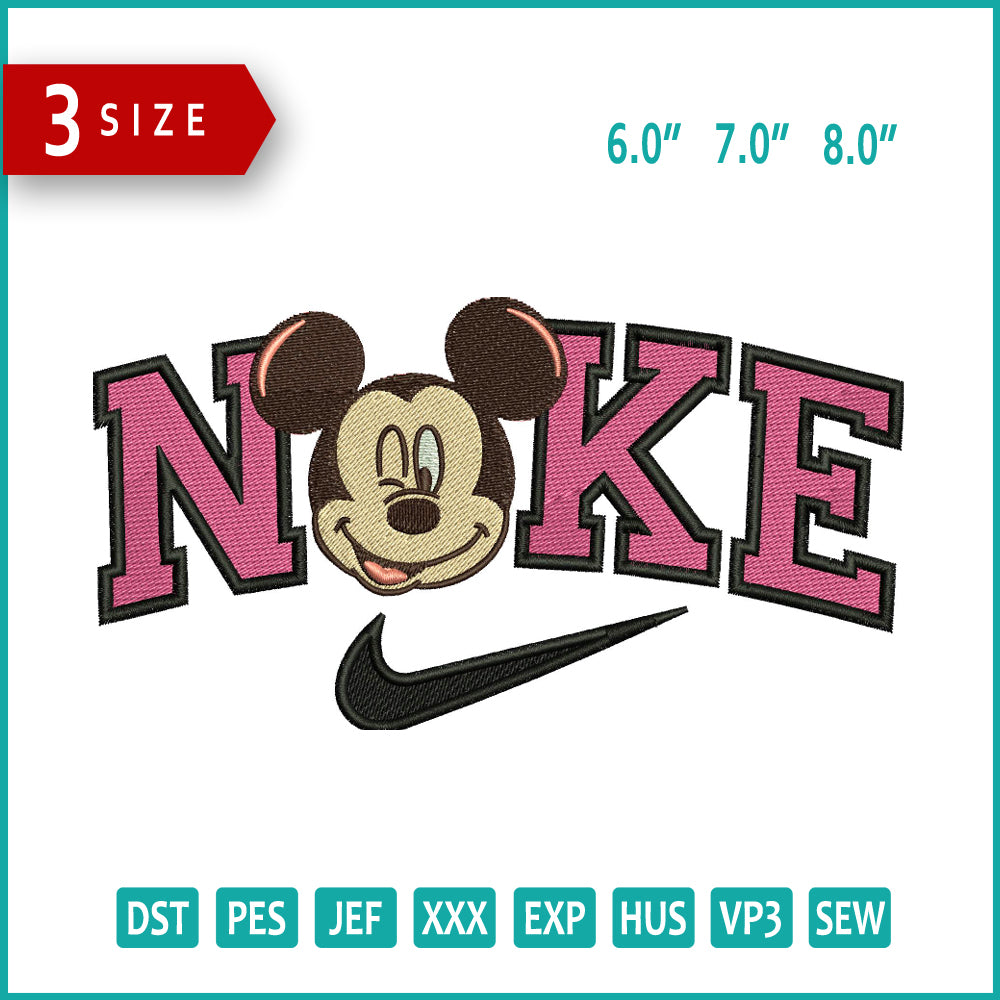 Nike Mickey Mouse v13 Embroidery Design Files - 3 Size's