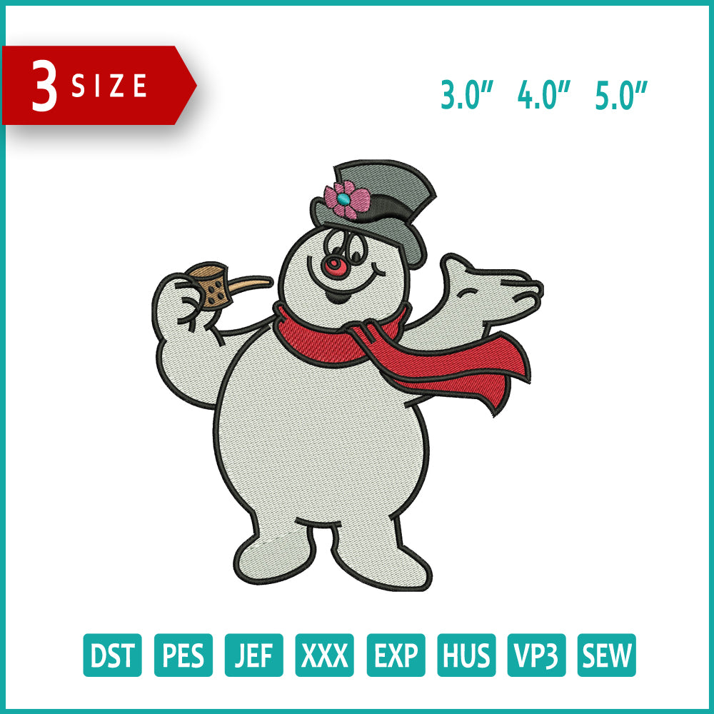 Frosty the Snowman v2 Embroidery Design Files - 3 Size's