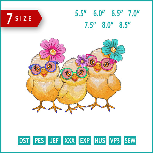 Cute Chicken Embroidery Design Files - 7 Size's