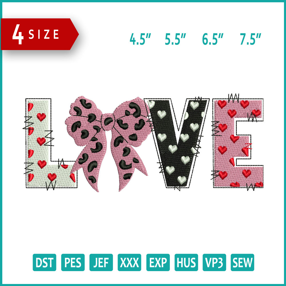 Love Ribbon Embroidery Design Files - 4 Size's