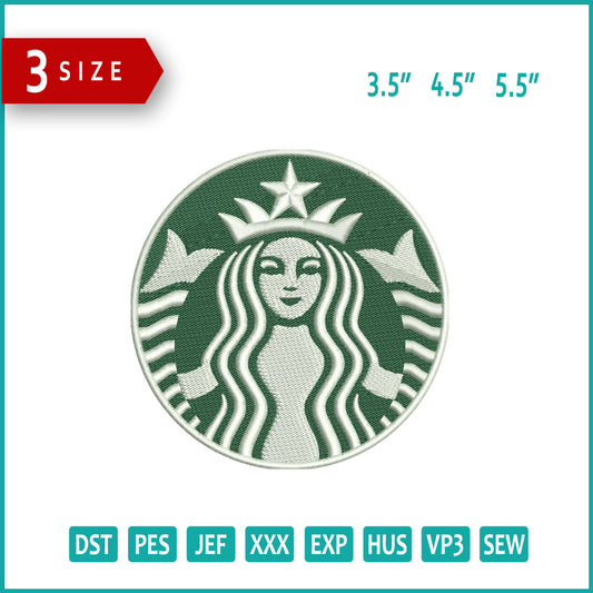 Starbucks Logo Embroidery Design Files - 3 Size's