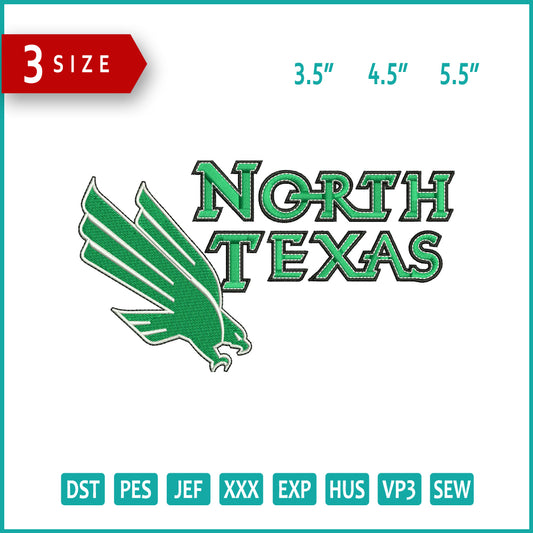 North Texas Mean Green Logo Embroidery Design Files - 3 Size's