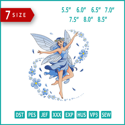 Blue Fairy Embroidery Embroidery Design Files - 9 Size's