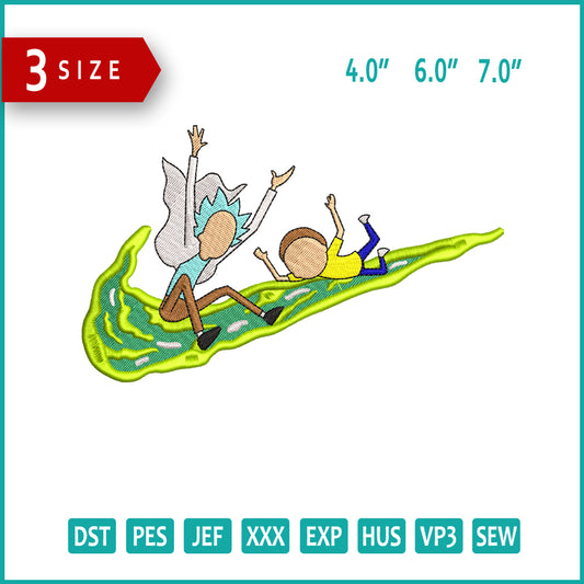 Rick and Morty Swoosh Embroidery Design Files - 3 Size's