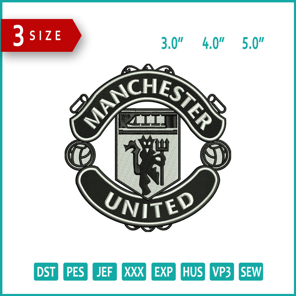 Manchester United Logo Embroidery Design Files - 3 Size's