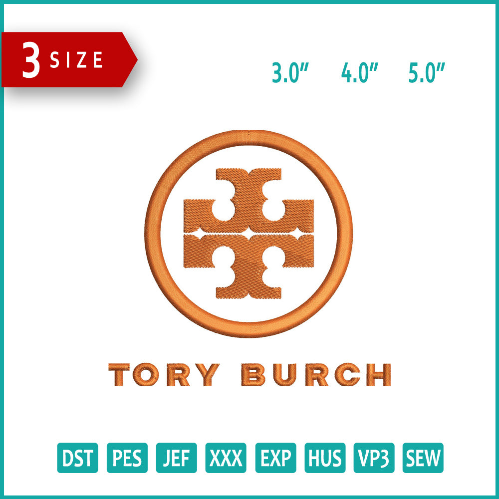 Tory Burch Logo Embroidery Design Files - 3 Size's