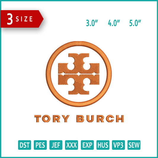Tory Burch Logo Embroidery Design Files - 3 Size's