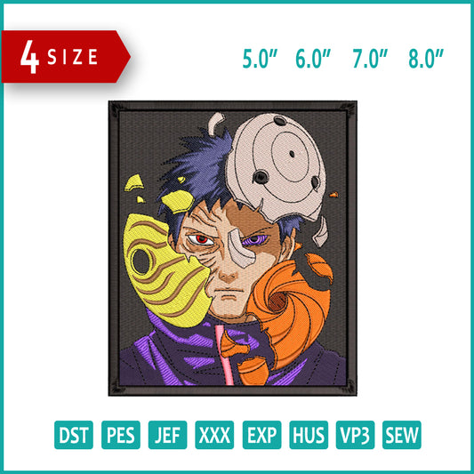Obito Uchiha v3 Embroidery Design Files - 4 Size's