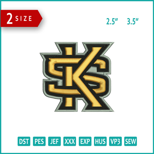Kennesaw State Owls Logo Embroidery Design Files - 2 Size's