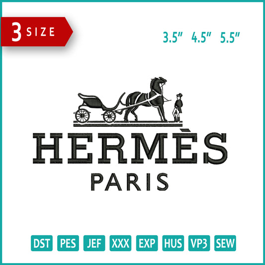 Hermes Paris Logo Embroidery Design Files - 3 Size's
