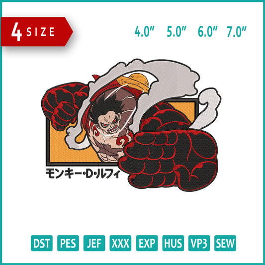 Monkey D Luffy v11 Embroidery Design Files - 4 Size's