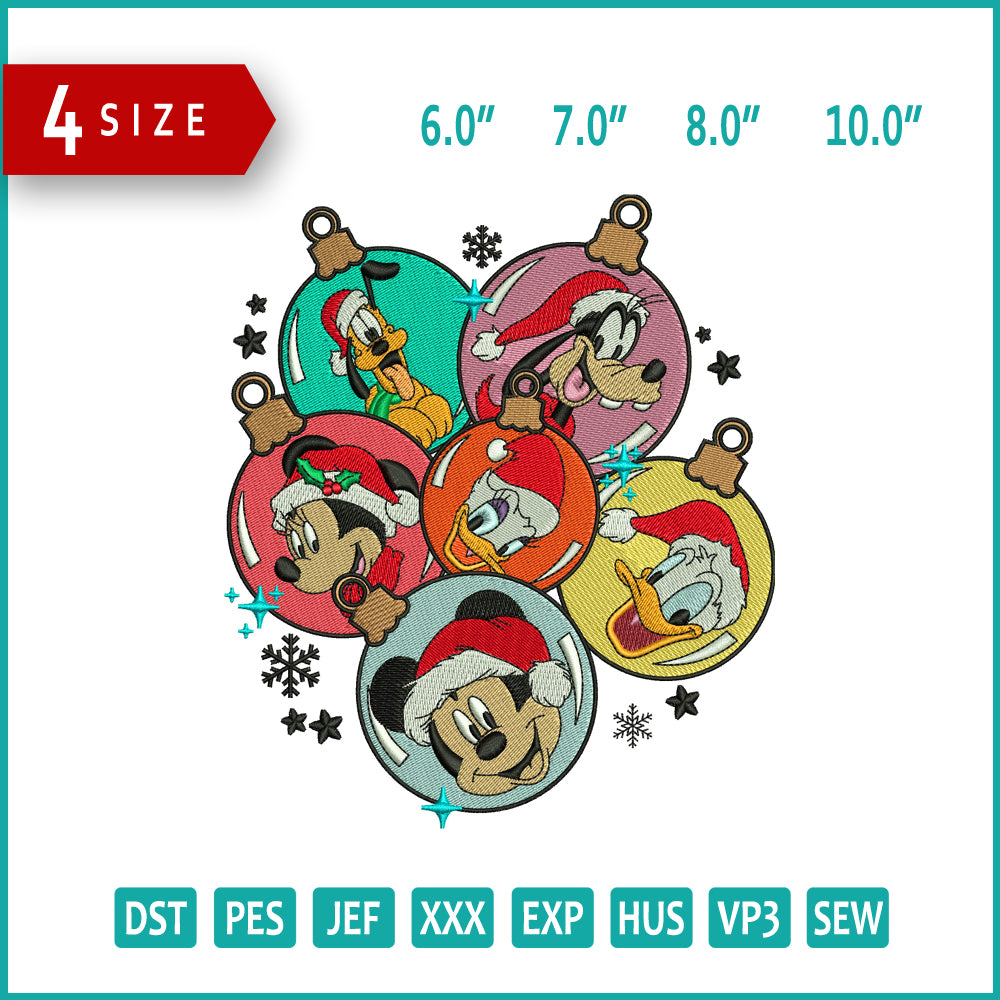 Disneyland Christmas Ornament Embroidery Design Files - 4 Size's