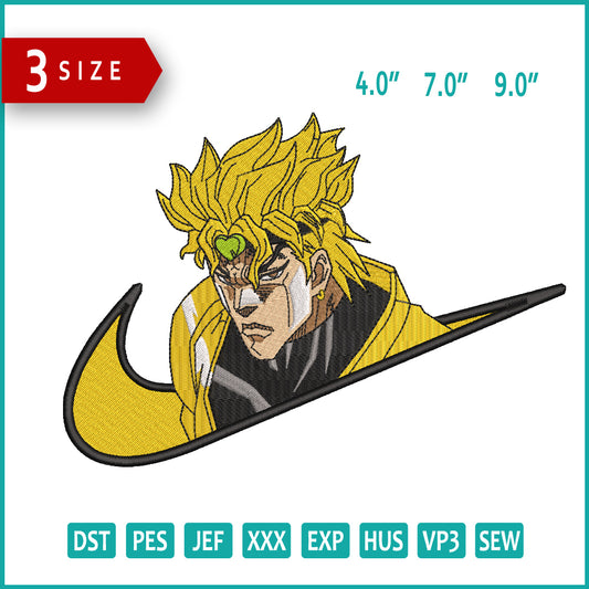 Dio Brando Swoosh v2 Embroidery Design Files - 3 Sizes