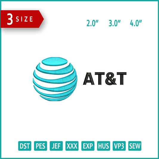 AT&T Logo Embroidery Design Files - 3 Size's