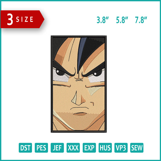 Goku v9 Embroidery Design Files - 3 Size's
