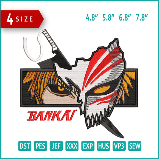 Ichigo Kurosaki v3 Embroidery Design Files - 4 Size's