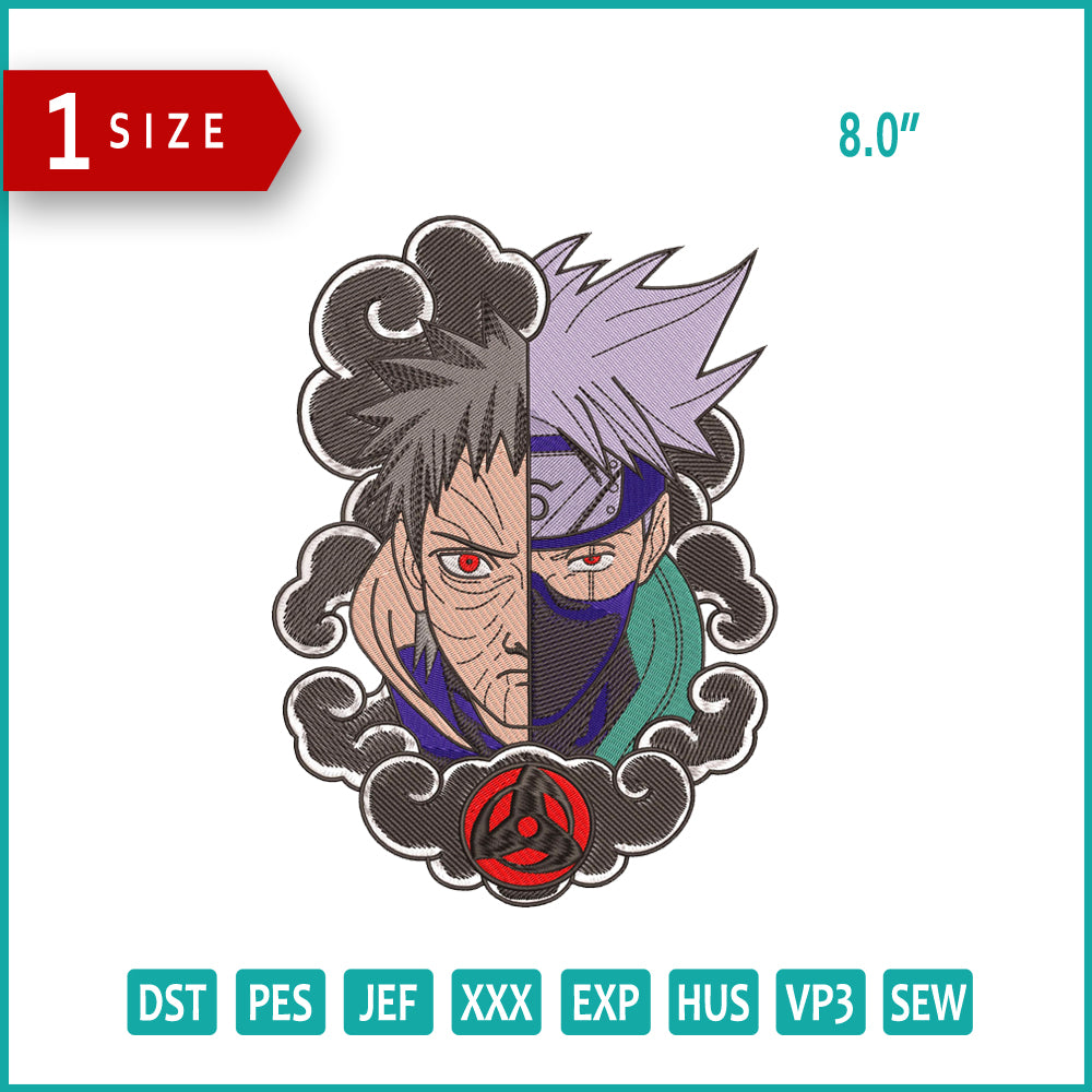 Kakashi Hatake & Obito Uchiha Embroidery Design Files - 1 Size