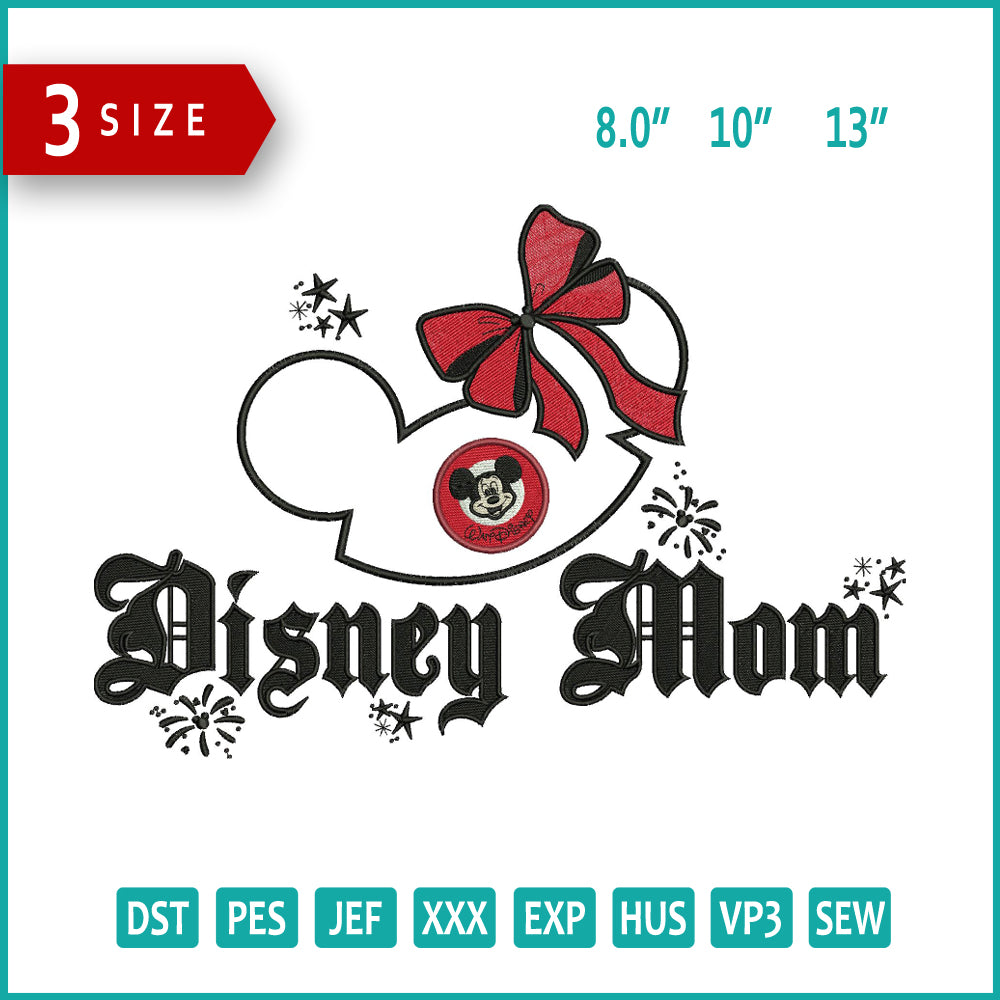 Disney Mom Applique v5 Embroidery Design Files - 3 Size's
