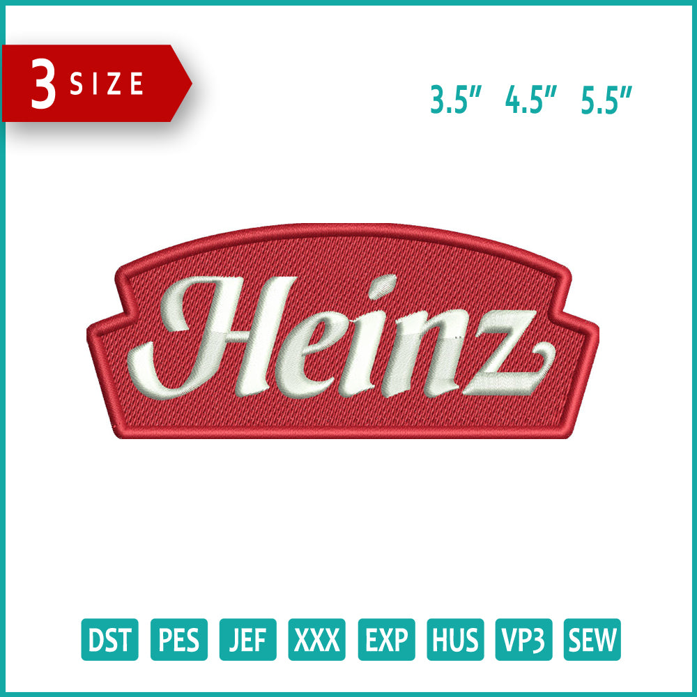 Heinz Logo Embroidery Design Files - 3 Size's