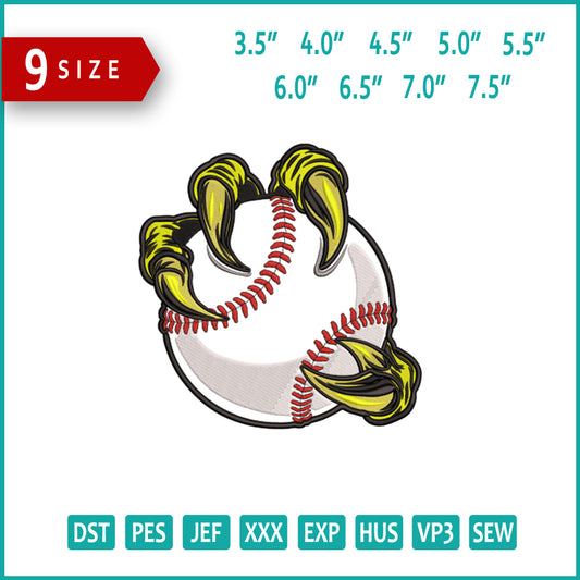 Baseball Beast Claw Embroidery Design Files - 9 Size's