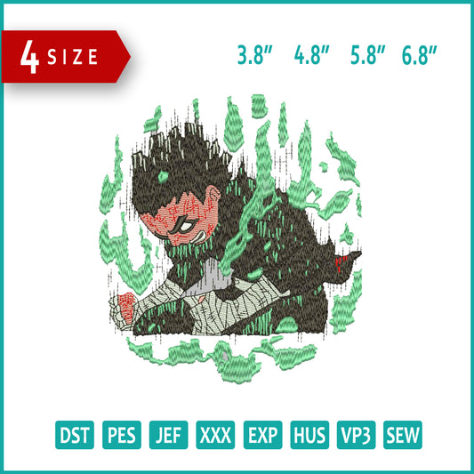 Naruto Rock Lee v3 Embroidery Design Files - 4 Size's