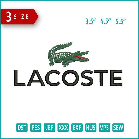 Lacoste Logo Embroidery Design Files - 3 Size's