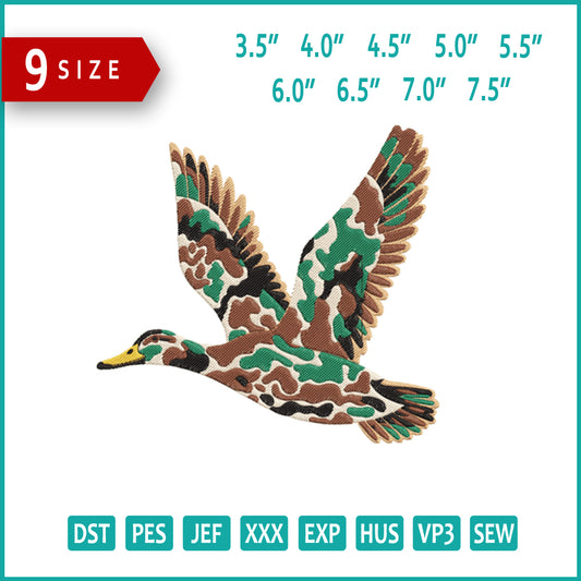 Army Duck Embroidery Design Files - 9 Size's