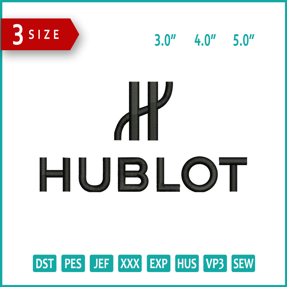 Hublot Logo Embroidery Design Files - 3 Size's