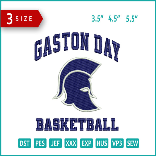 Gaston Day Basketball Embroidery Files - 3 Size's