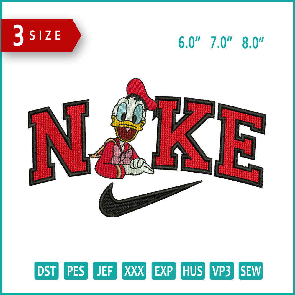 Nike Donald Duck v10 Embroidery Design Files - 3 Size's