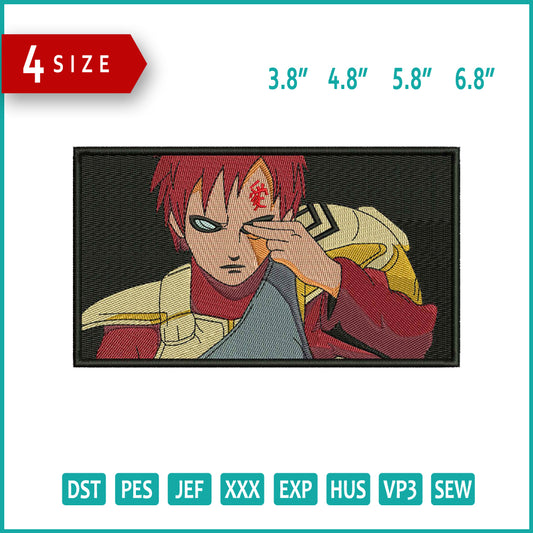 Gaara Naruto v3 Embroidery Design Files - 4 Size's