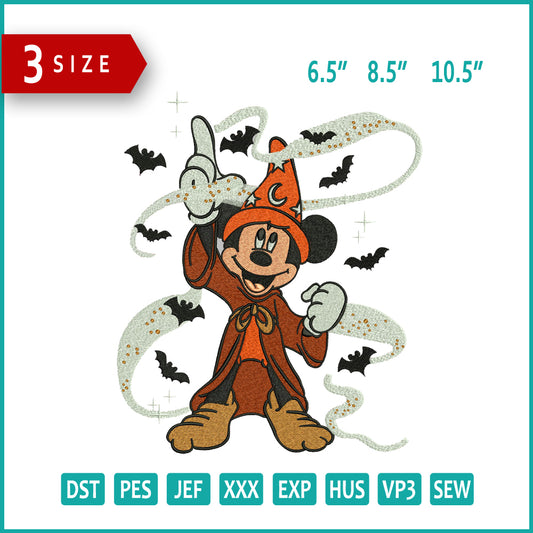 Witch Mickey Mouse Embroidery Design Files - 3 Size's