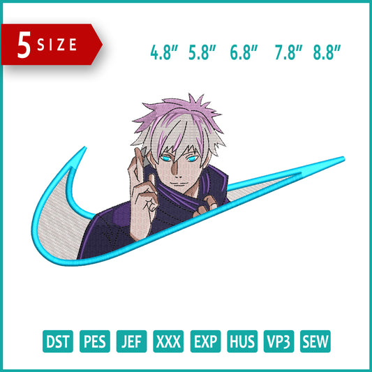 Satoru Gojo Swoosh v2 Embroidery Design Files - 3 Sizes