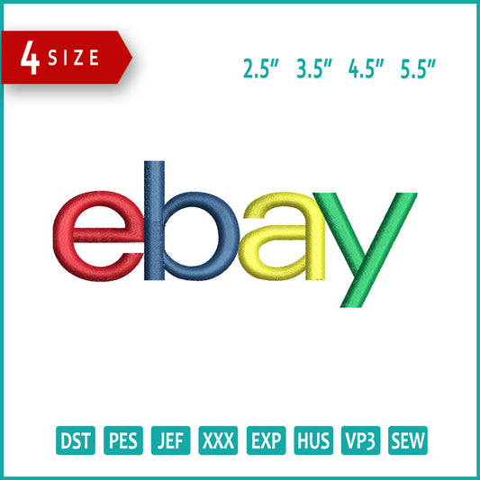 Ebay Logo Embroidery Design Files - 4 Size's