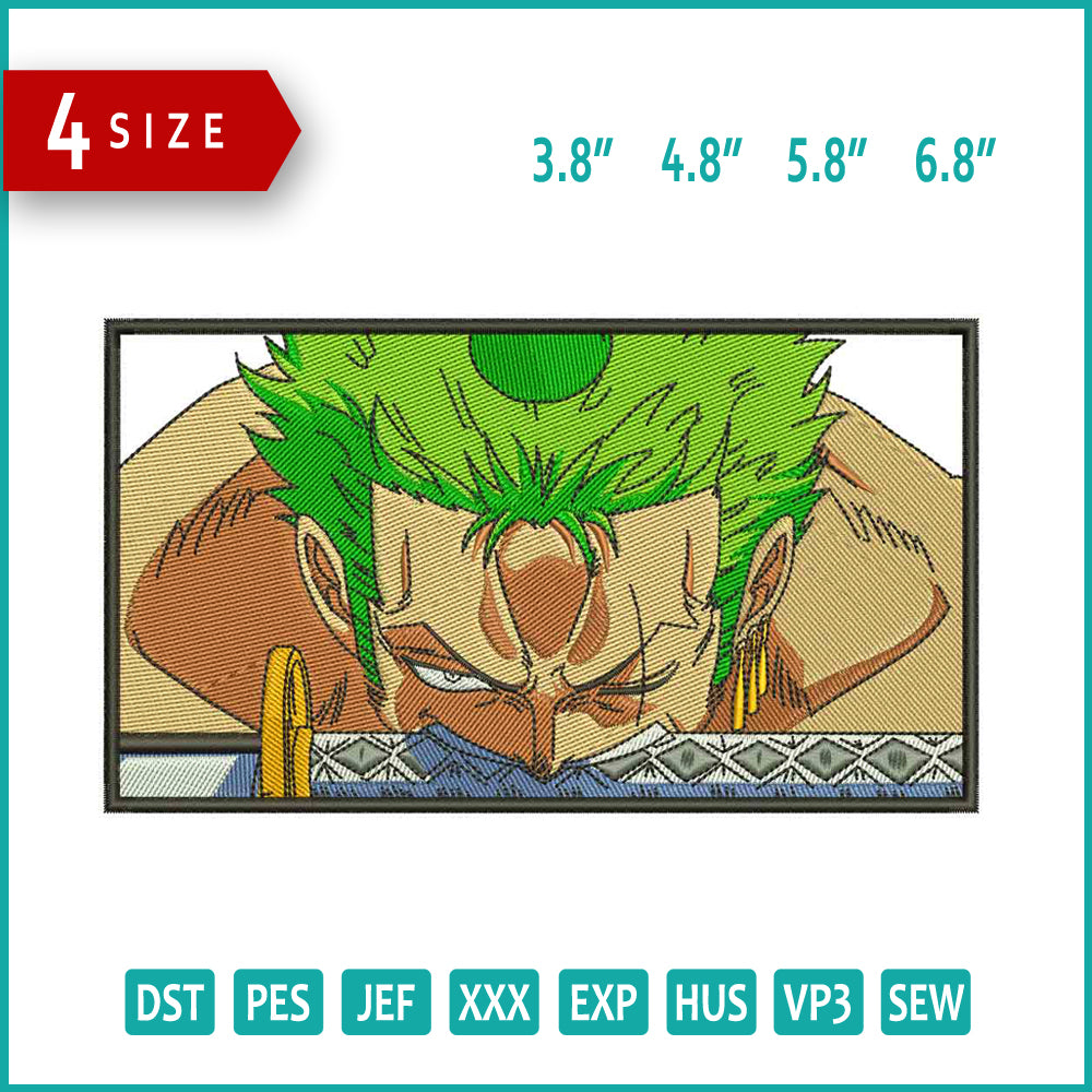 Zoro Bite The Sword Embroidery Design Files - 4 Sizes