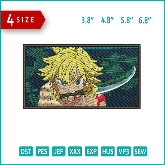 Meliodas v3 Embroidery Design Files - 4 Size's