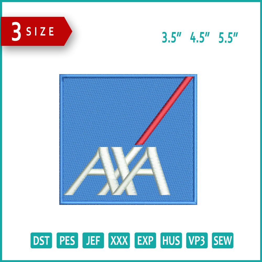 AXA Insurance Logo Embroidery Design Files - 3 Size's