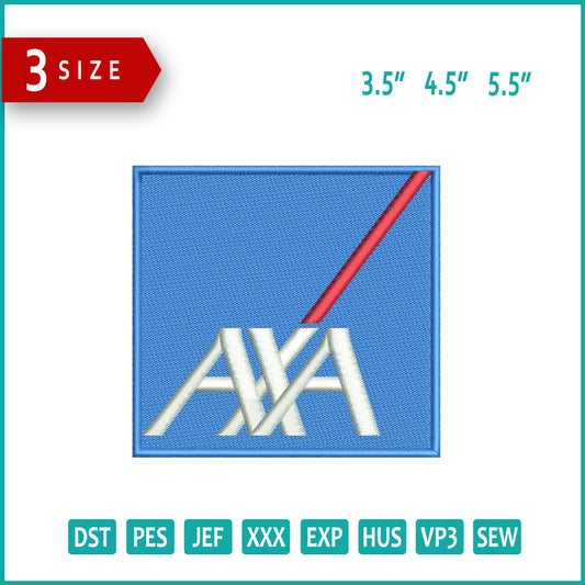 AXA Insurance Logo Embroidery Design Files - 3 Size's