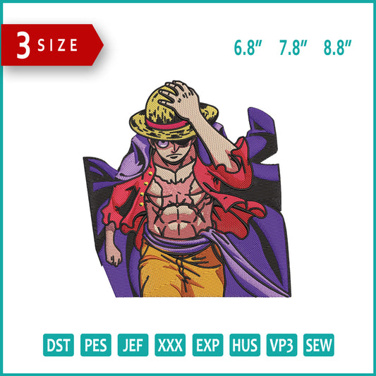 Monkey D Luffy v9 Embroidery Design Files - 3 Size's