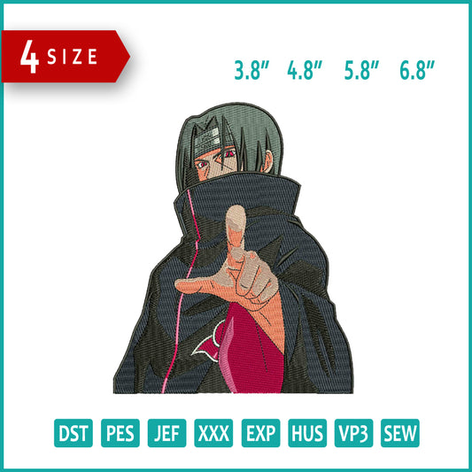 Itachi Uchiha Embroidery Design Files - 4 Size's