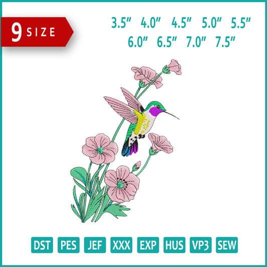 HummingBirds Embroidery Design Files - 9 Size's