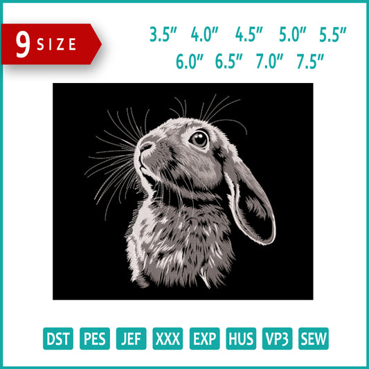 Rabbit Embroidery Design Files - 9 Size's