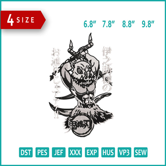 Inosuke Hashibira Embroidery Design Files - 4 Size's