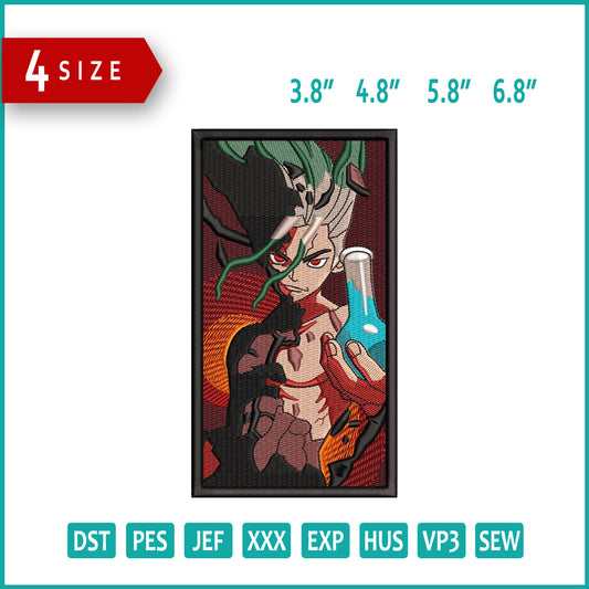 Senku Ishigami Dr Stone Embroidery Design Files - 4 Size's