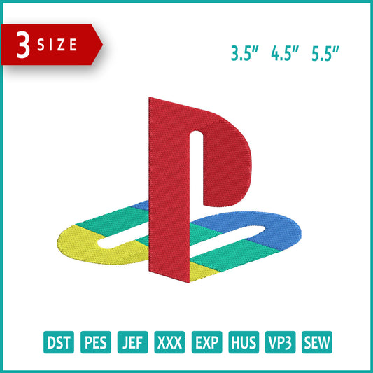 PlayStation v2 Logo Embroidery Design Files - 3 Size's