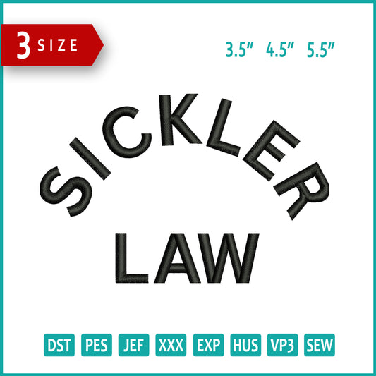 Sickler Law Embroidery Design Files - 3 Size's