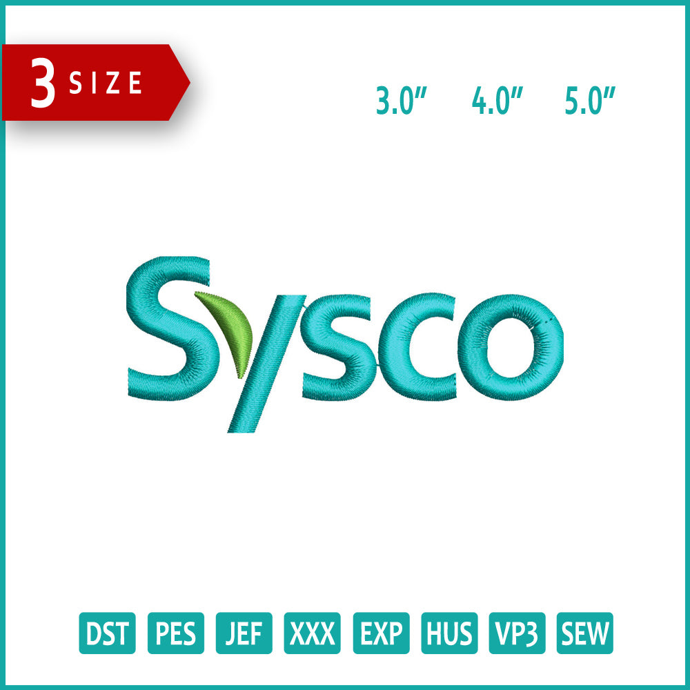 Sysco  Logo Embroidery Design Files - 3 Size's