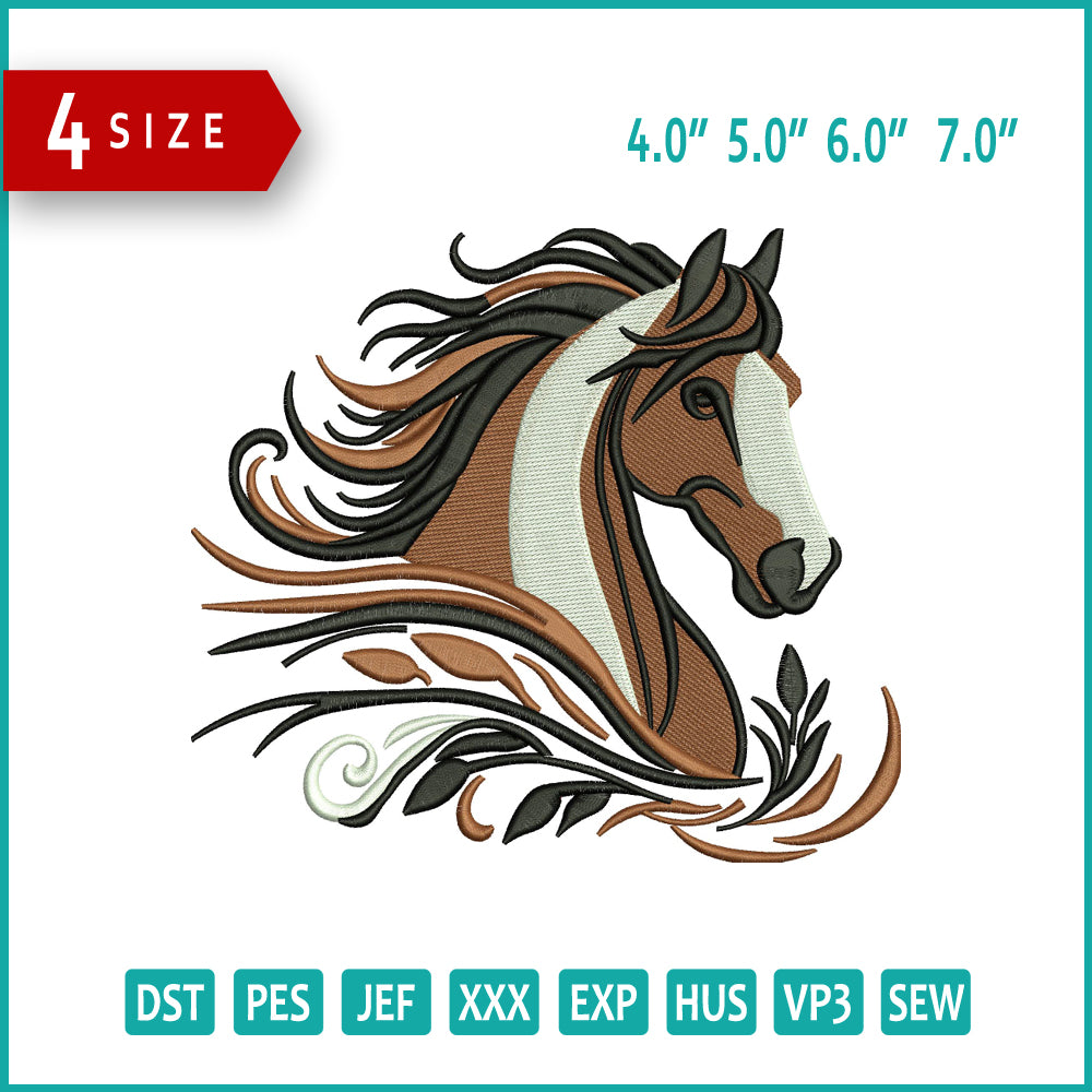 Horse v4 Embroidery Files - 3 Size'