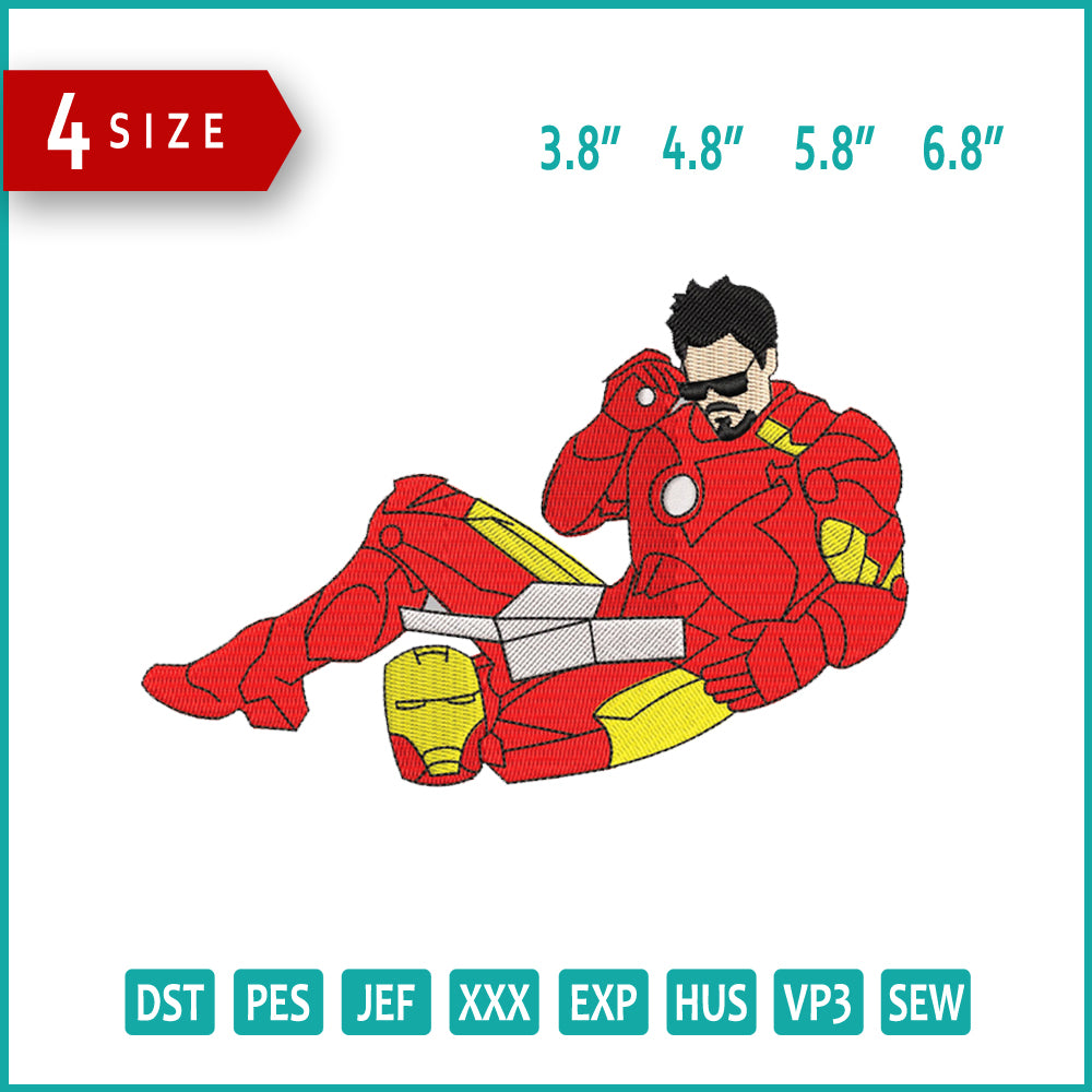 Iron Man Embroidery Design Files - 4 Size's
